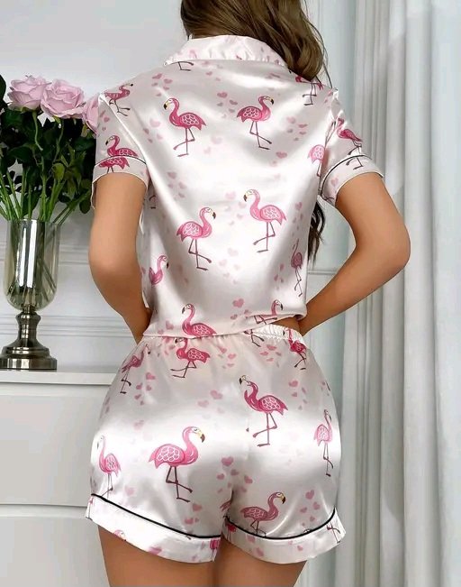 Flamingo Satin Nightsuit