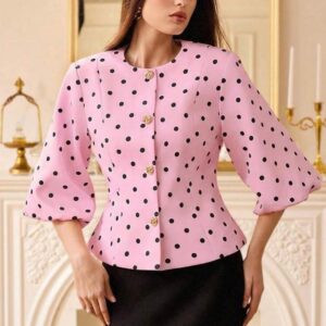 Zara Pink Dotted Blouse Top