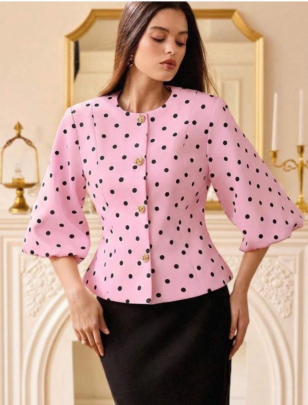Zara Pink Dotted Blouse Top