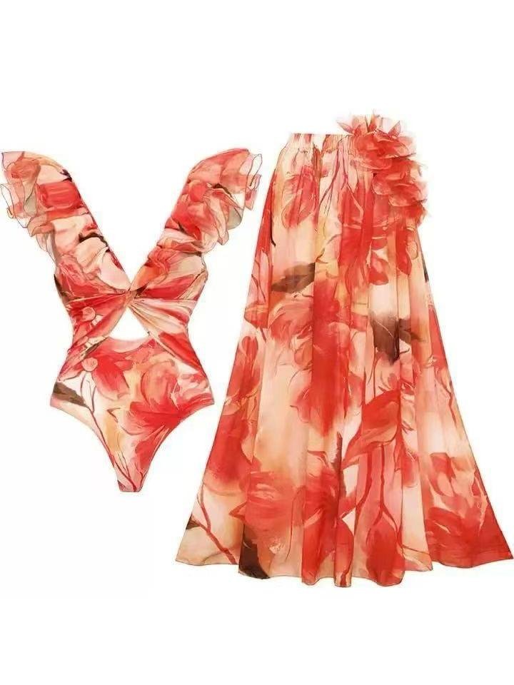 Orange FLoral Beach Set - Image 2