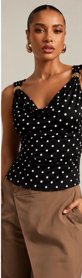 Polka Cowl Top