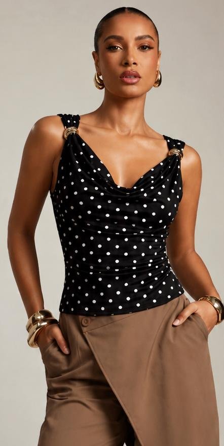 Polka Cowl Top - Image 3