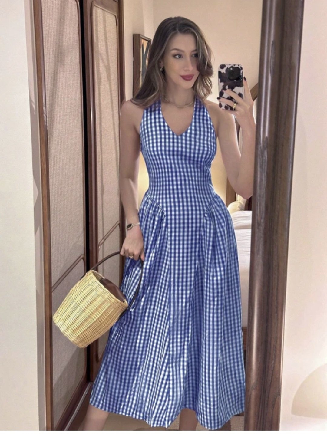 Check Calf Dress