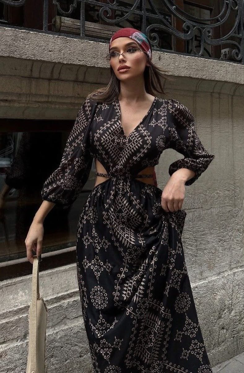 Embroidered Black Dress - Image 4