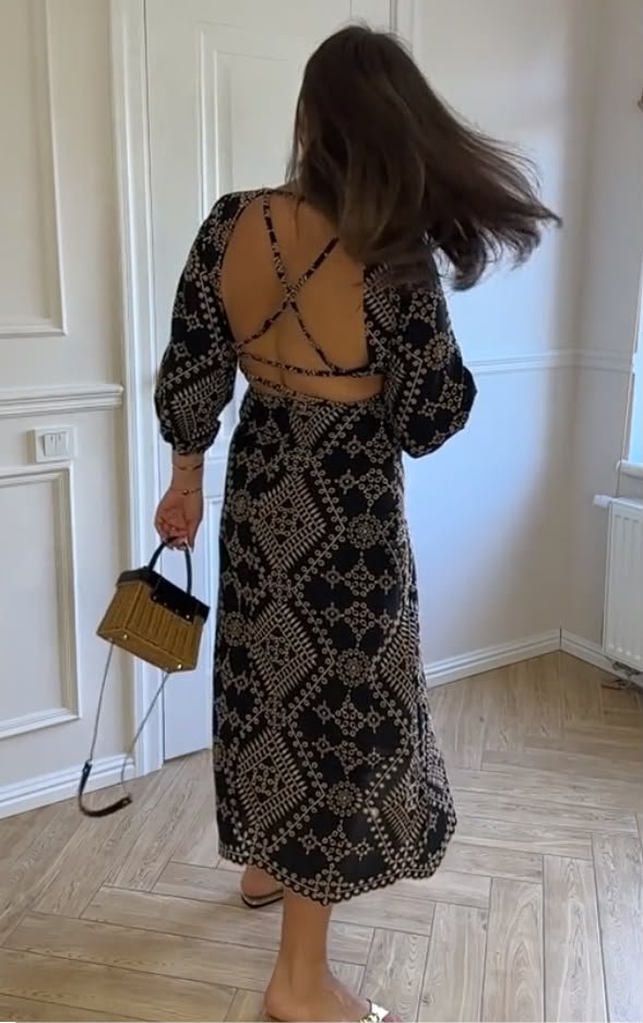 Embroidered Black Dress - Image 2